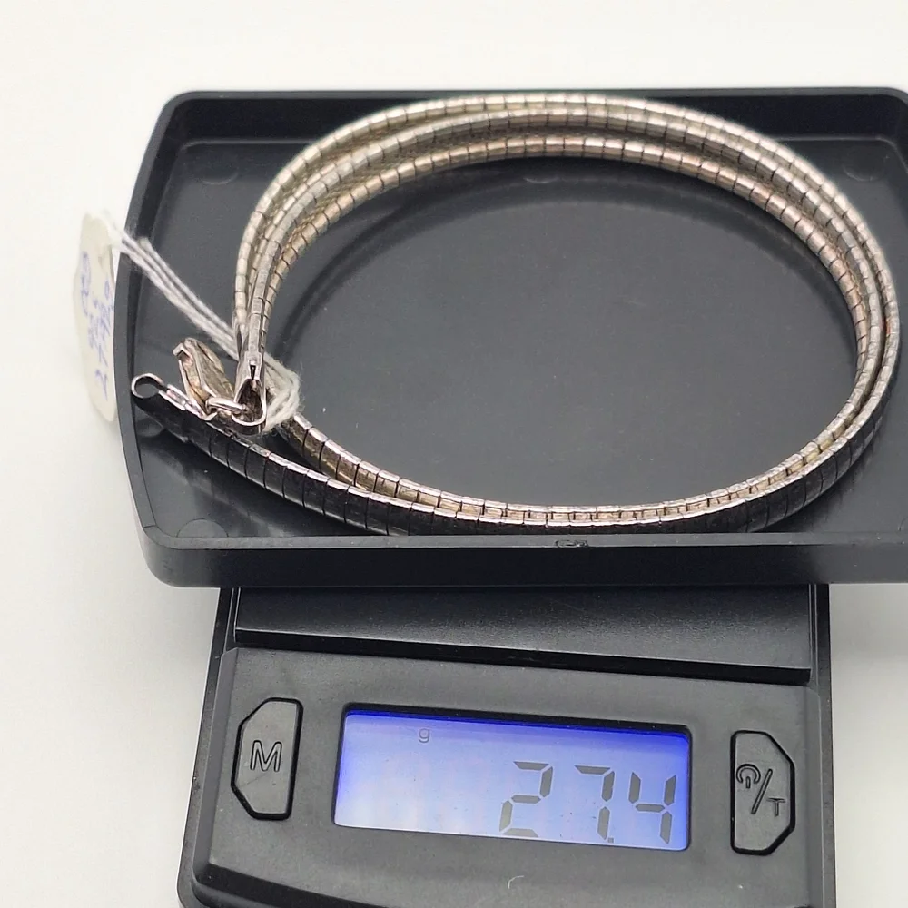 Vtg Sterling Silver 925 Italy Omega Panel Choker Collar Necklace 27.4g 16" 6mm - Picture 12 of 12